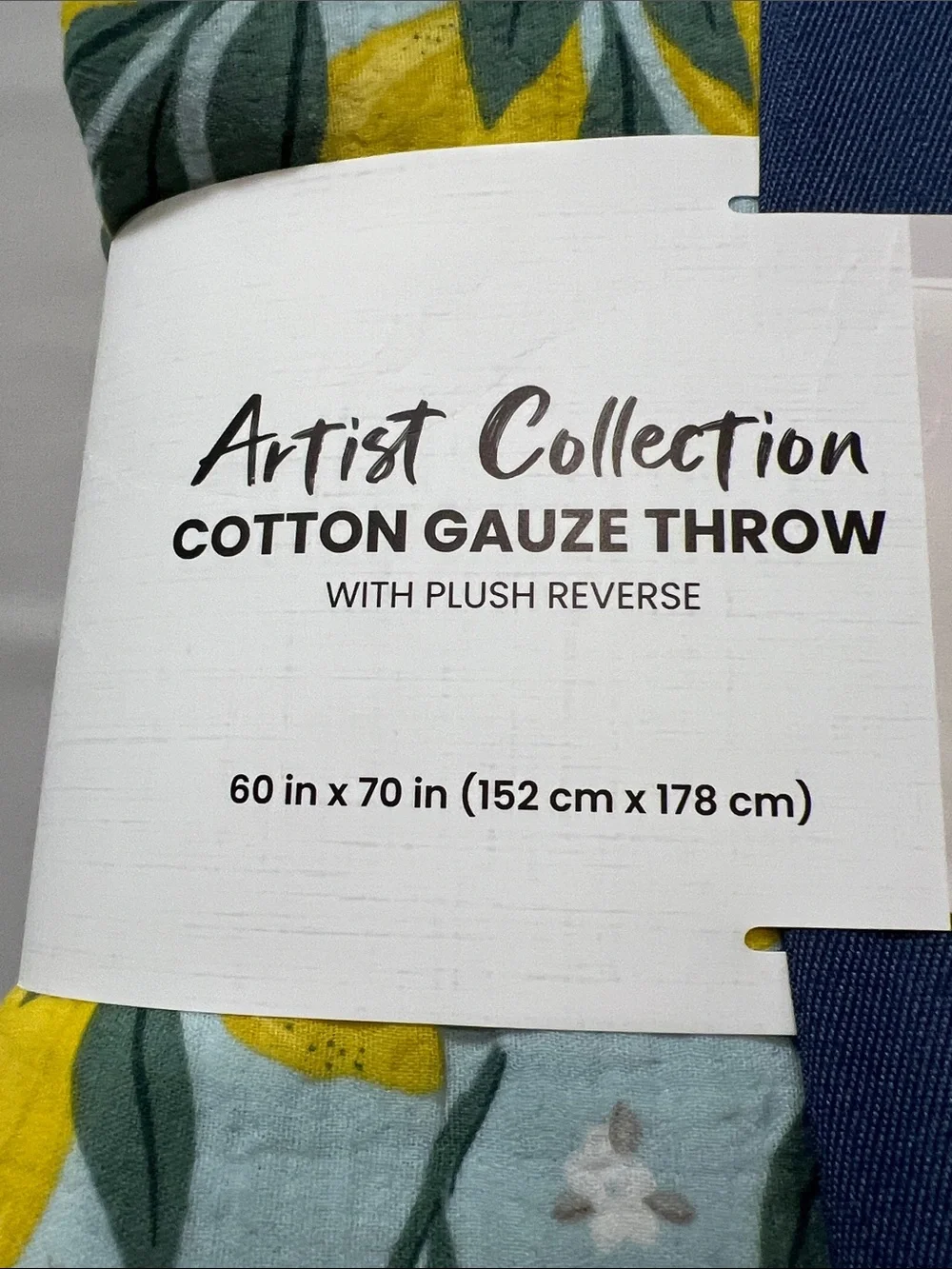 Berkshire Lemon Print Cotton Gauze Throw in Yellow and Aqua
